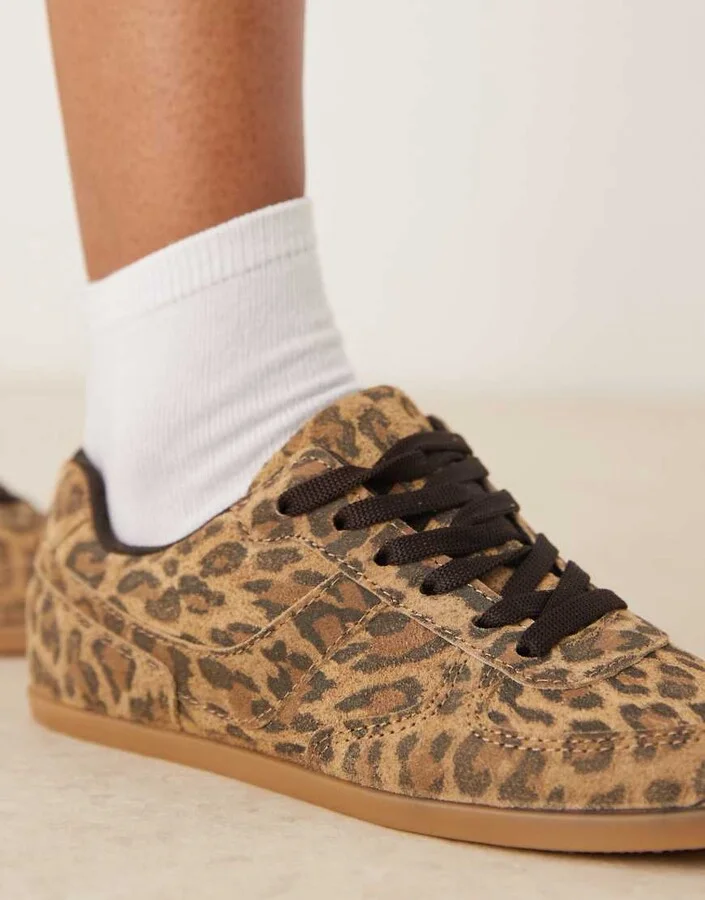 ASOS DESIGN Diligent slim lace up sneakers in leopard suede - Image 4