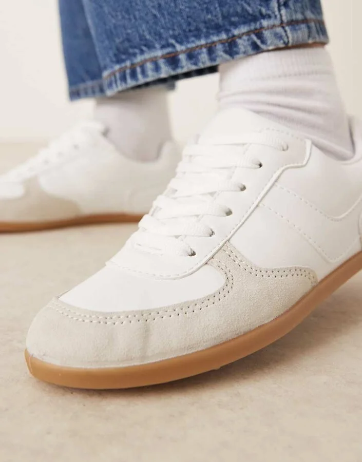 ASOS DESIGN Diligent slim lace up sneakers in white - Image 4