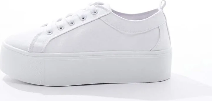 ASOS DESIGN Divide lace up flatform sneakers in white - Image 2