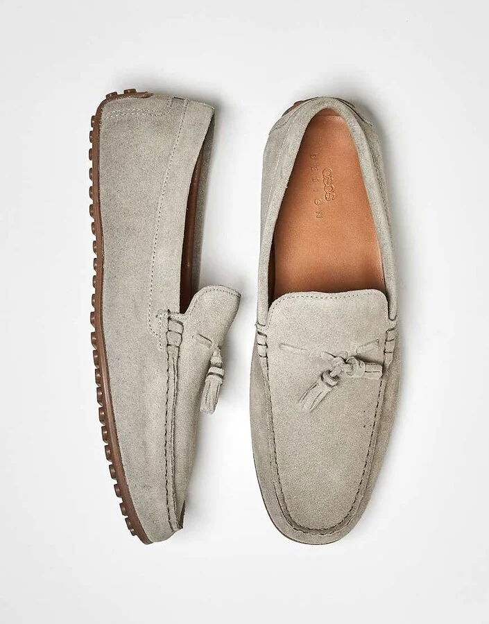 ASOS DESIGN drivers in gray suede with tassel - Image 2