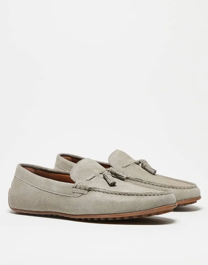 ASOS DESIGN drivers in gray suede with tassel - Image 3