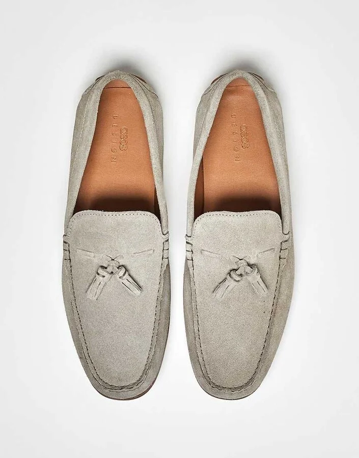 ASOS DESIGN drivers in gray suede with tassel - Image 4