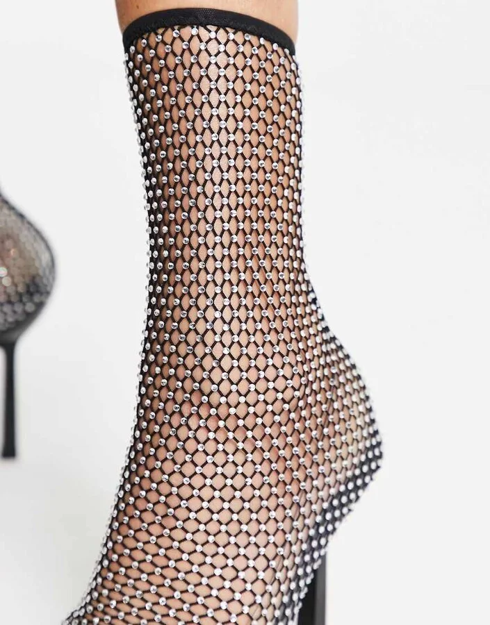 ASOS DESIGN Elite heeled rhinestone ankle boots in black - Image 3