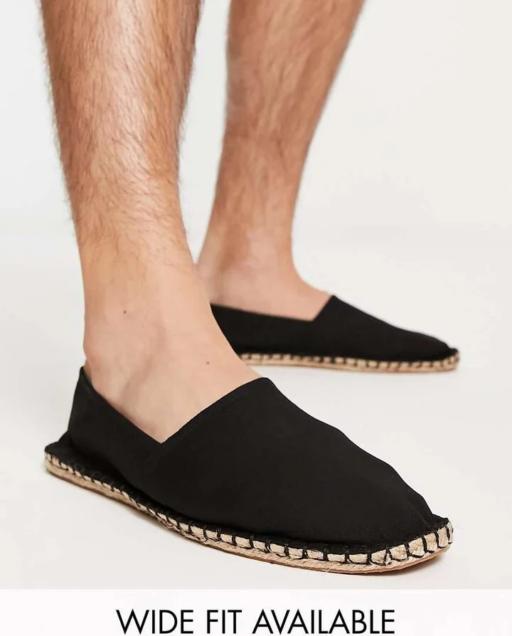 ASOS DESIGN espadrilles in black canvas