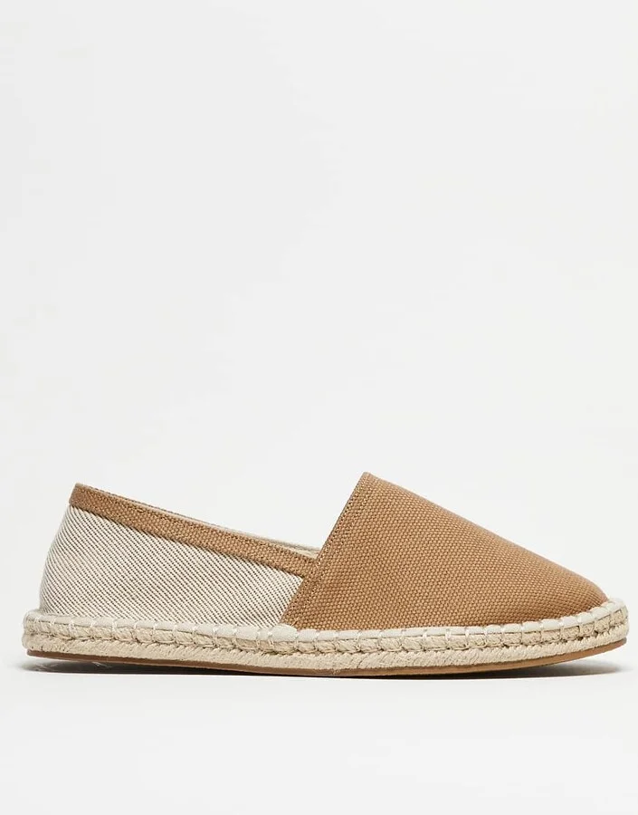 ASOS DESIGN espadrilles in brown canvas mix - Image 2