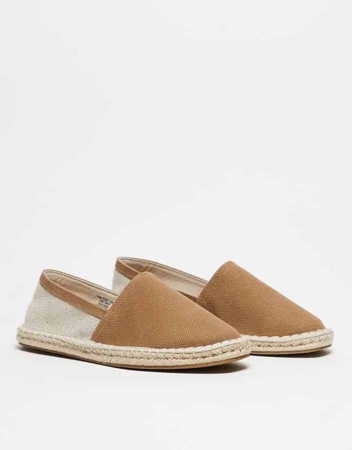 ASOS DESIGN espadrilles in brown canvas mix - Image 3