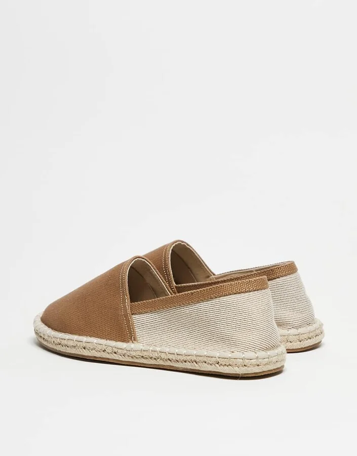 ASOS DESIGN espadrilles in brown canvas mix - Image 4