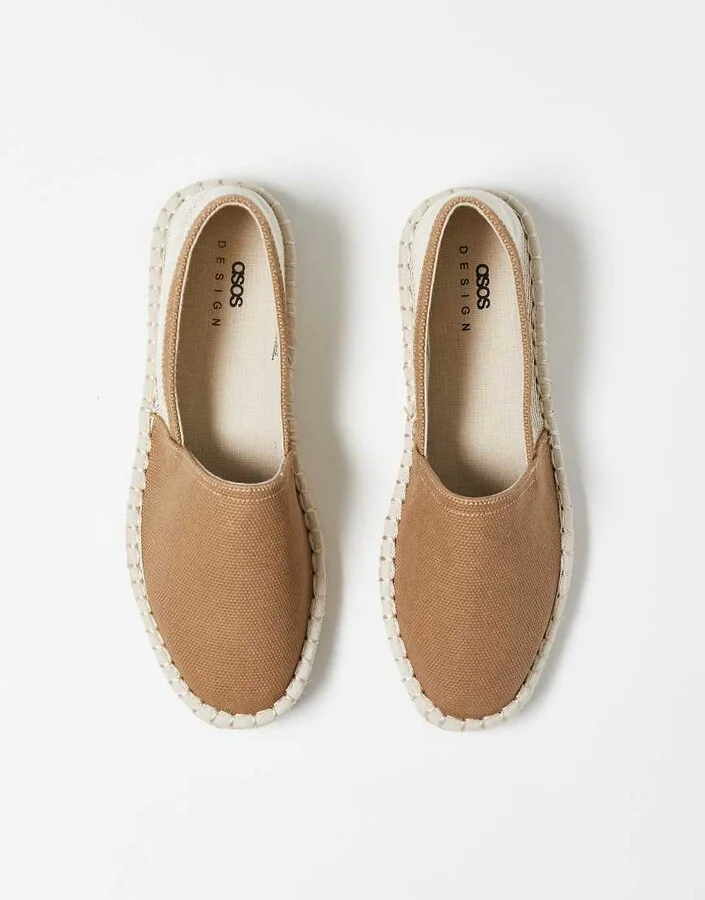 ASOS DESIGN espadrilles in brown canvas mix