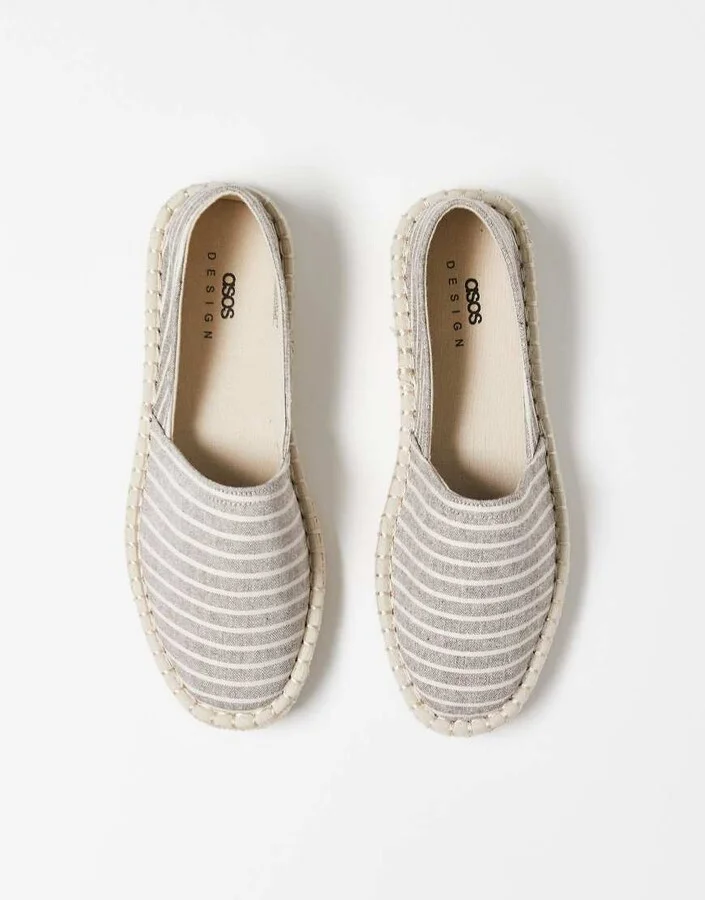 ASOS DESIGN espadrilles in gray stripe canvas