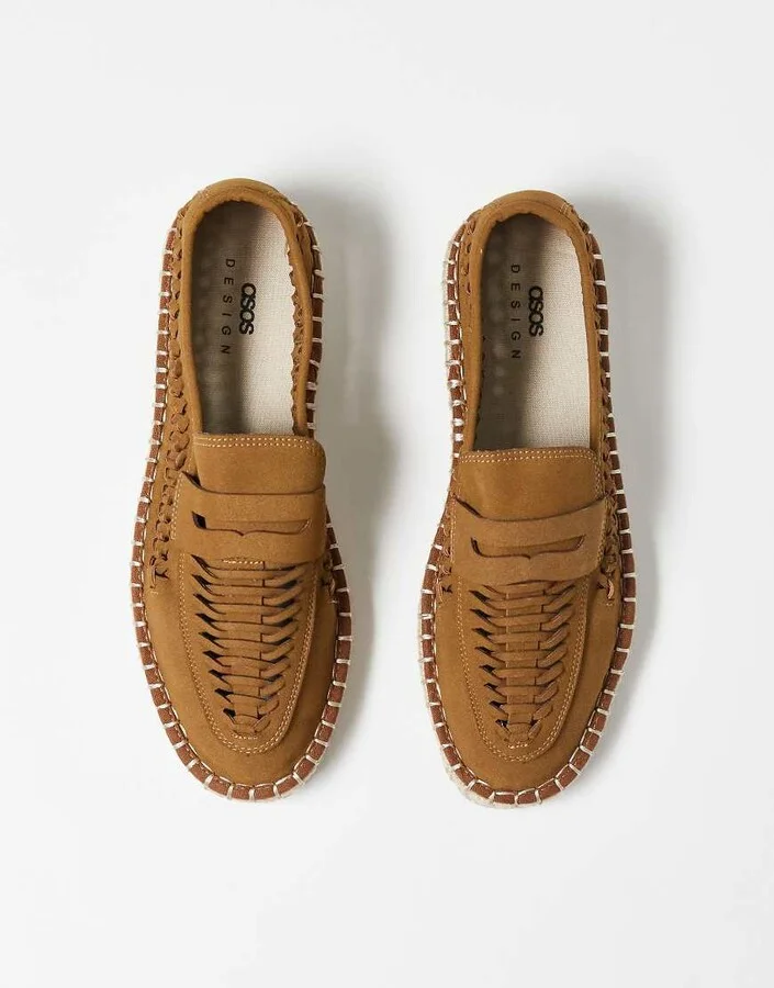 ASOS DESIGN espadrilles in tan with woven detail
