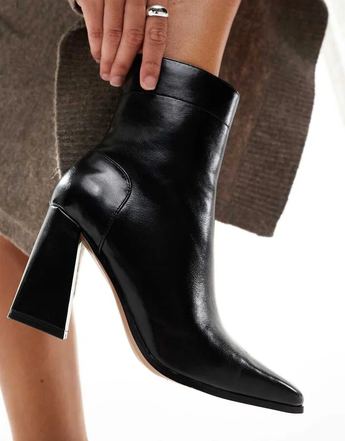 ASOS DESIGN Everest flared heel boots in black - Image 4