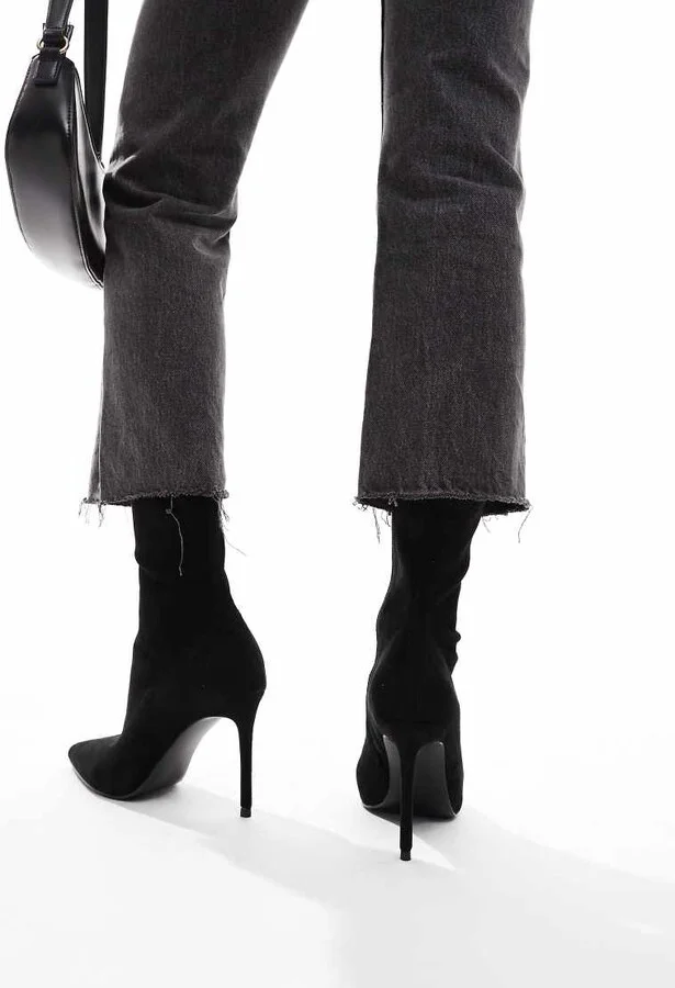 ASOS DESIGN Evie high-heeled sock boots in black - Image 2