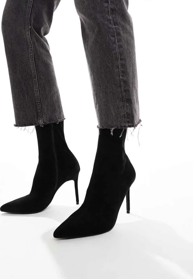 ASOS DESIGN Evie high-heeled sock boots in black - Image 3