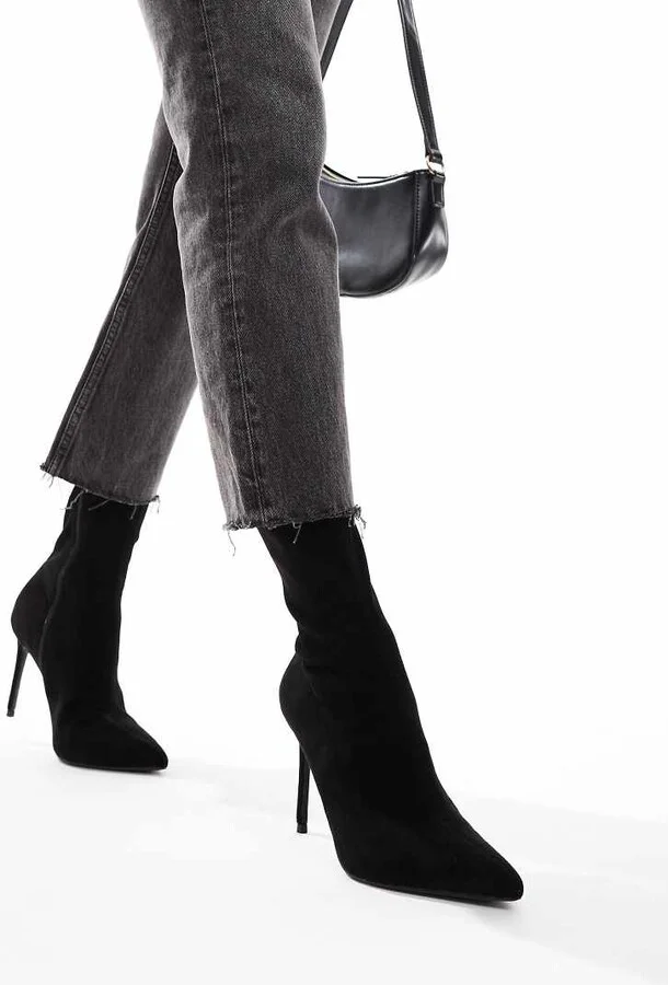 ASOS DESIGN Evie high-heeled sock boots in black