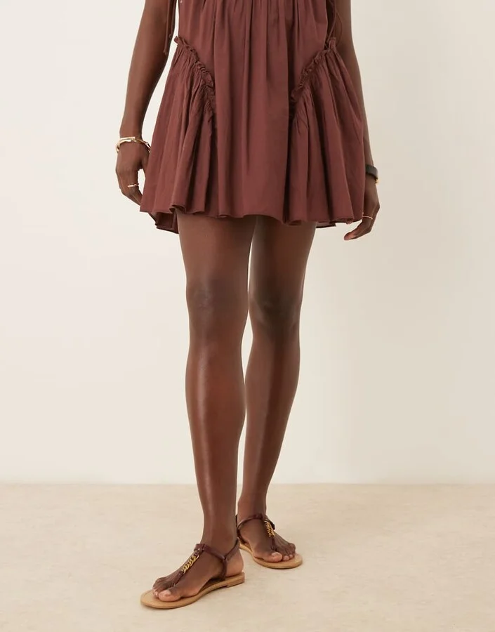 ASOS DESIGN Fancy chain flat sandals in burgundy - Image 2