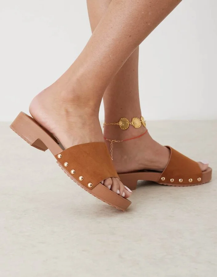 ASOS DESIGN Favorite suedette clog mules in tan