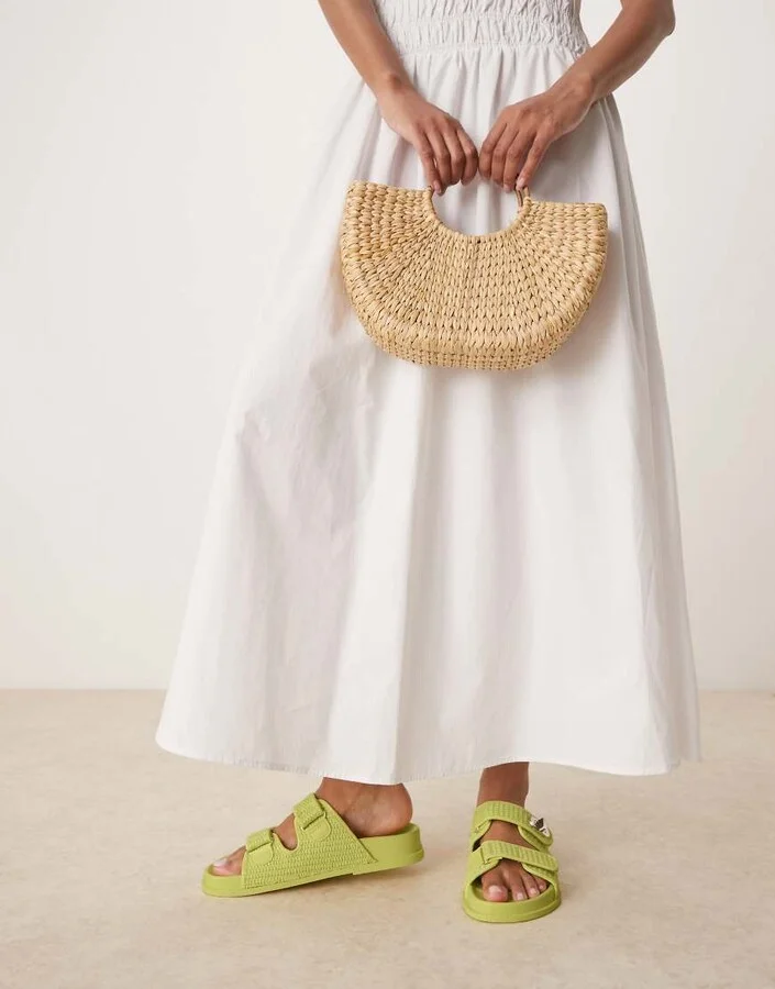 ASOS DESIGN Fawn footbed slides with twist lock in lime - Image 3