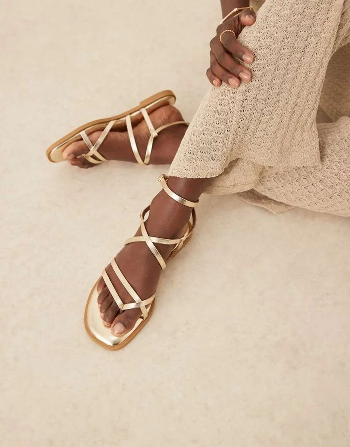 ASOS DESIGN Fierce strappy sandals in gold