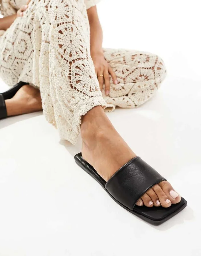 ASOS DESIGN Fig square toe mule sandals in black