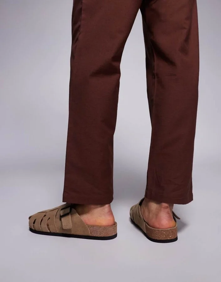 ASOS DESIGN fisherman mule sandals in stone suede - Image 4