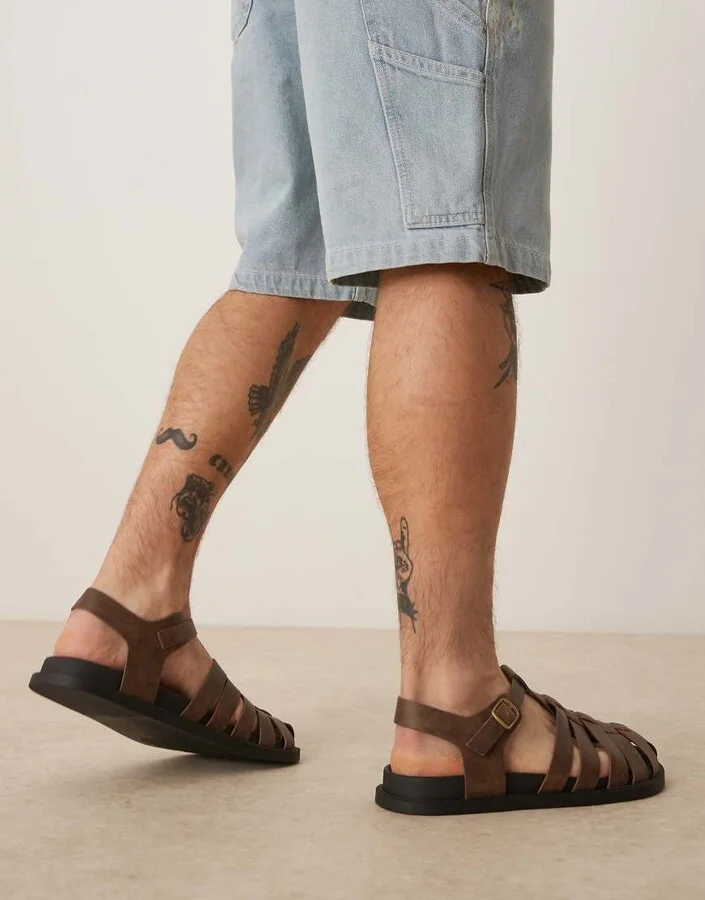 ASOS DESIGN fisherman sandals in brown - Image 2