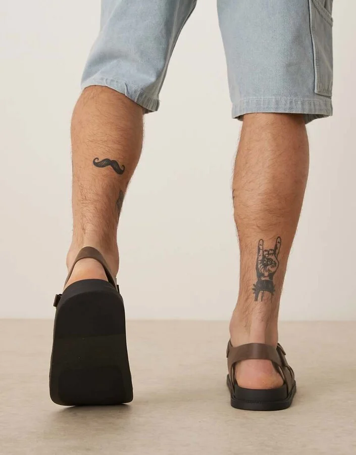 ASOS DESIGN fisherman sandals in brown - Image 4