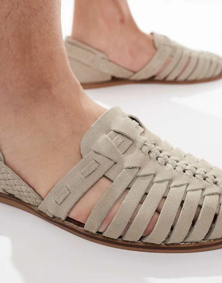 ASOS DESIGN fisherman sandals in stone suede - Image 2
