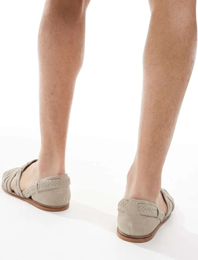 ASOS DESIGN fisherman sandals in stone suede - Image 3