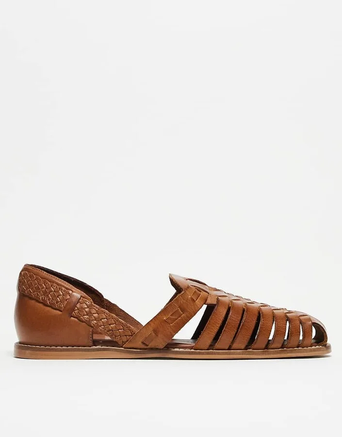 ASOS DESIGN fisherman sandals in tan leather - Image 2