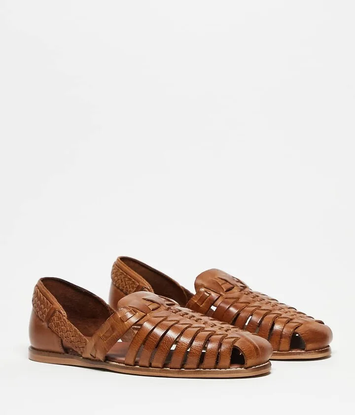 ASOS DESIGN fisherman sandals in tan leather - Image 3