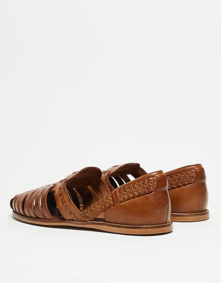 ASOS DESIGN fisherman sandals in tan leather - Image 4