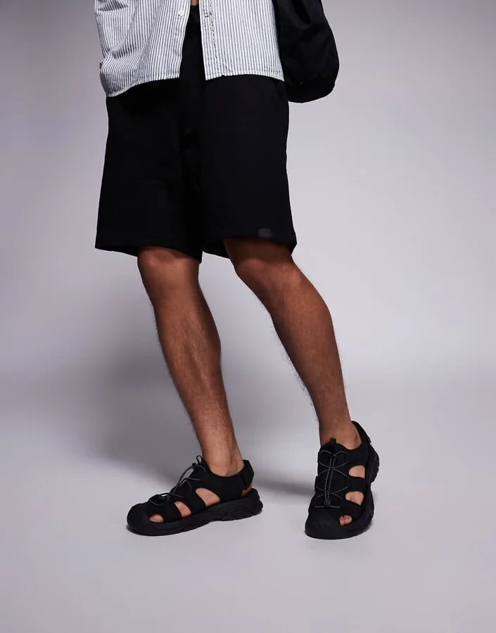 ASOS DESIGN fisherman tech sandals in black - Image 3