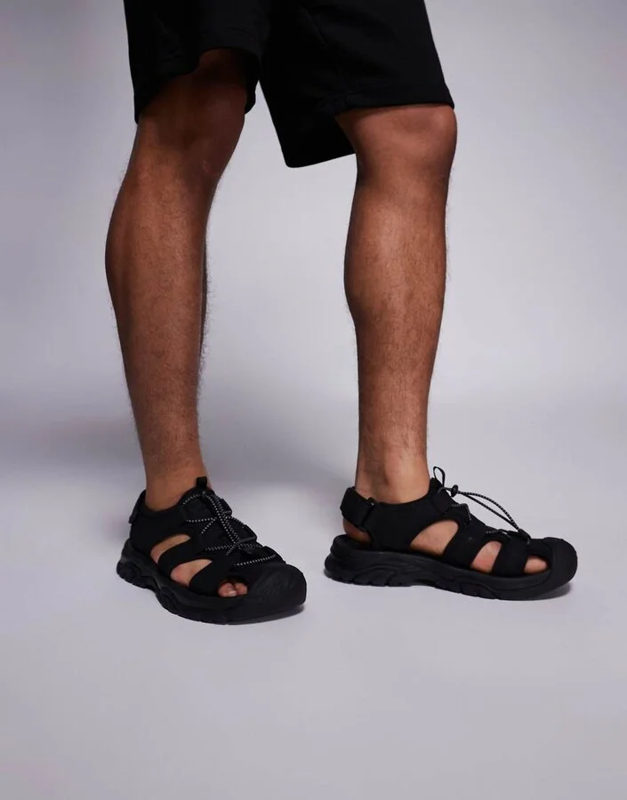 ASOS DESIGN fisherman tech sandals in black - Image 4