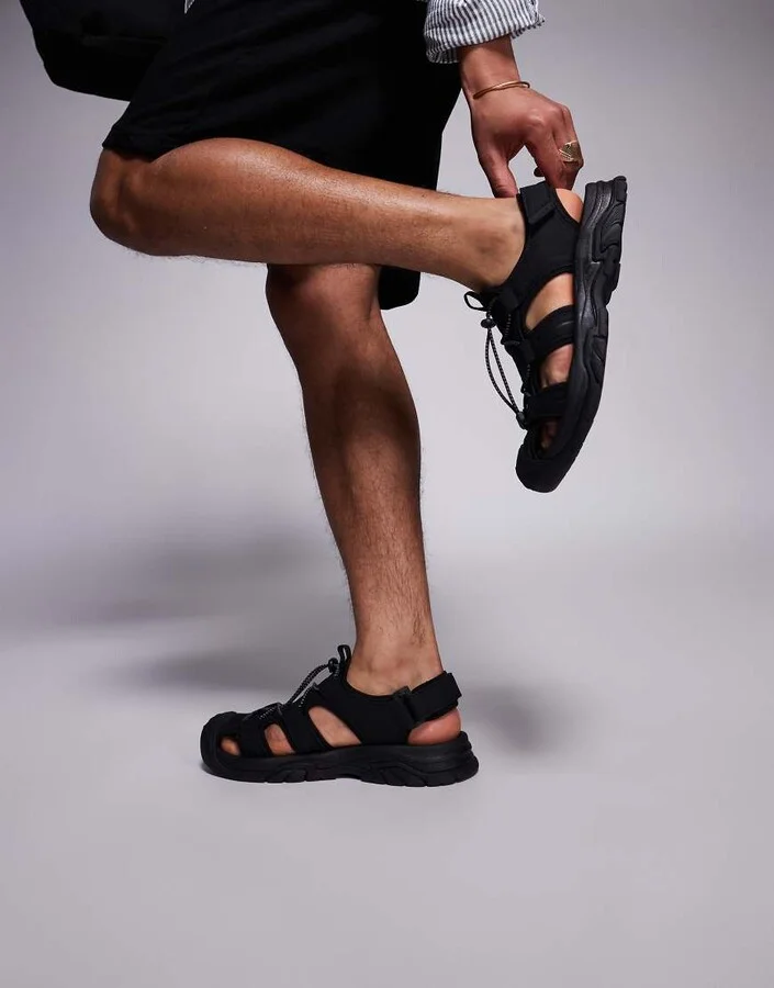 ASOS DESIGN fisherman tech sandals in black