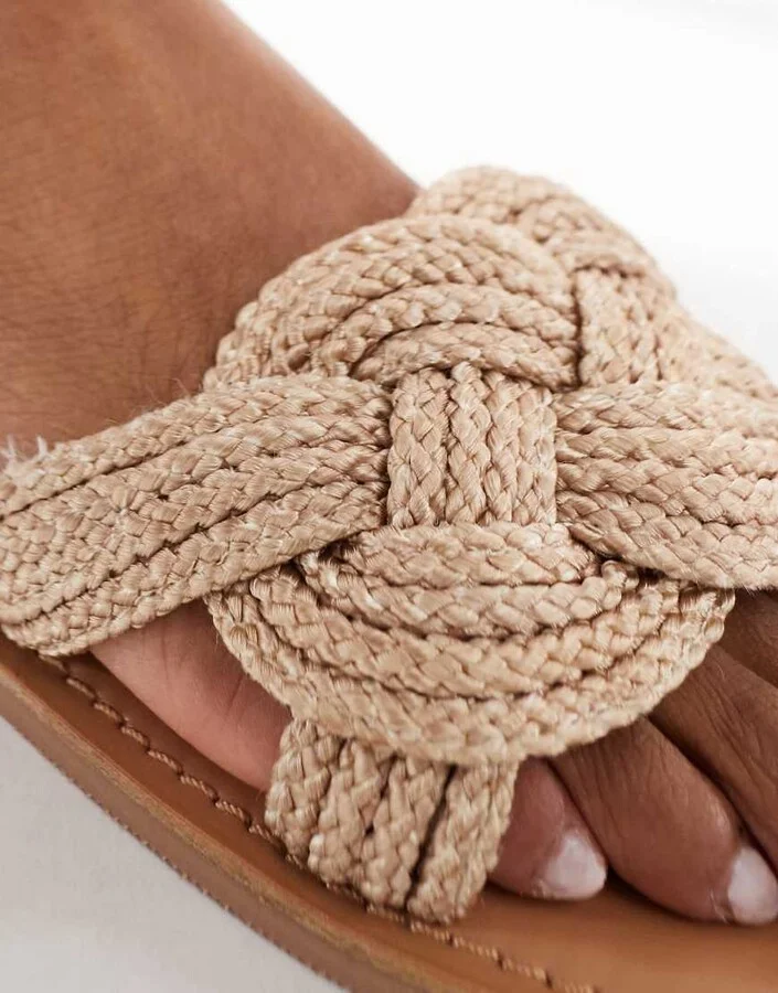 ASOS DESIGN Flora woven mule sandals in natural - Image 3