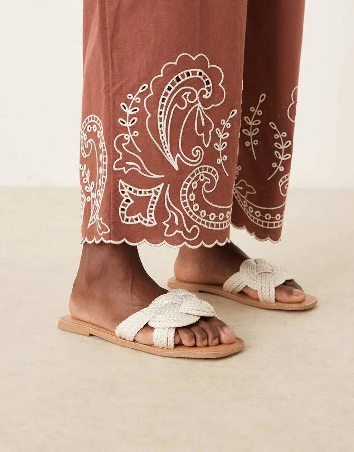 ASOS DESIGN Flora woven mule sandals in white - Image 2
