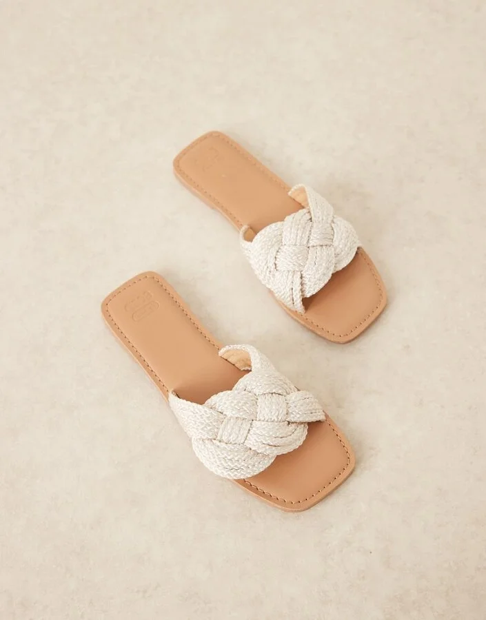 ASOS DESIGN Flora woven mule sandals in white - Image 3