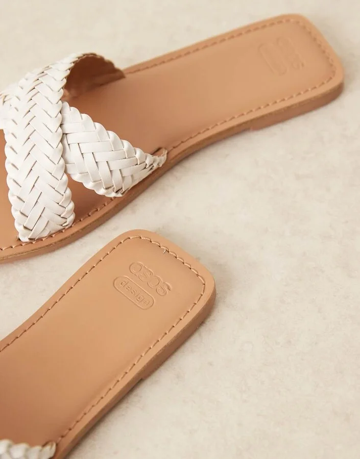 ASOS DESIGN Flossie woven flat sandals in white - Image 3