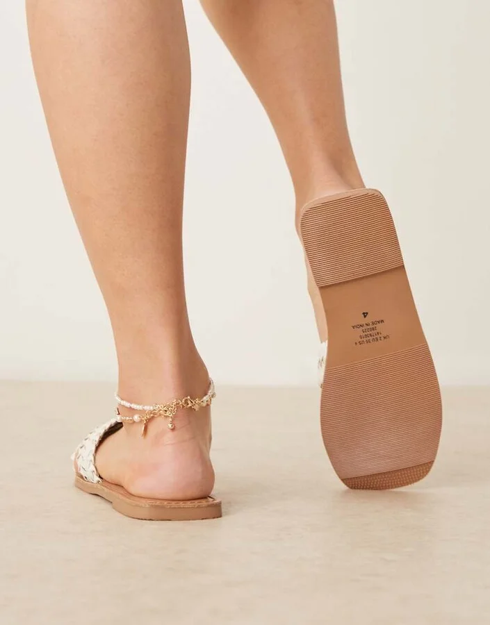ASOS DESIGN Flossie woven flat sandals in white - Image 4