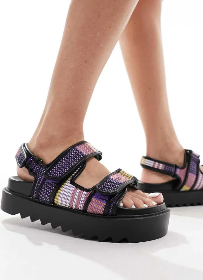 ASOS DESIGN Forecast sporty dad sandals in lilac weave - Image 4