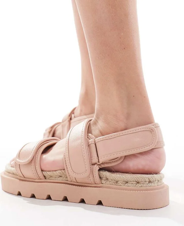 ASOS DESIGN Foreshadow sporty grandad espadrille sandals in pink - Image 2