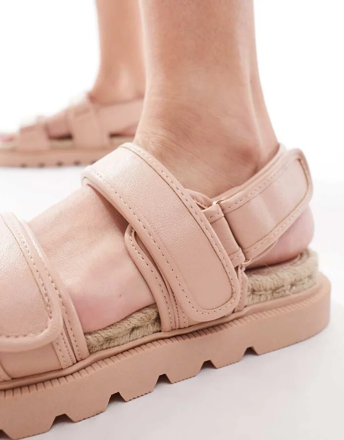 ASOS DESIGN Foreshadow sporty grandad espadrille sandals in pink - Image 4