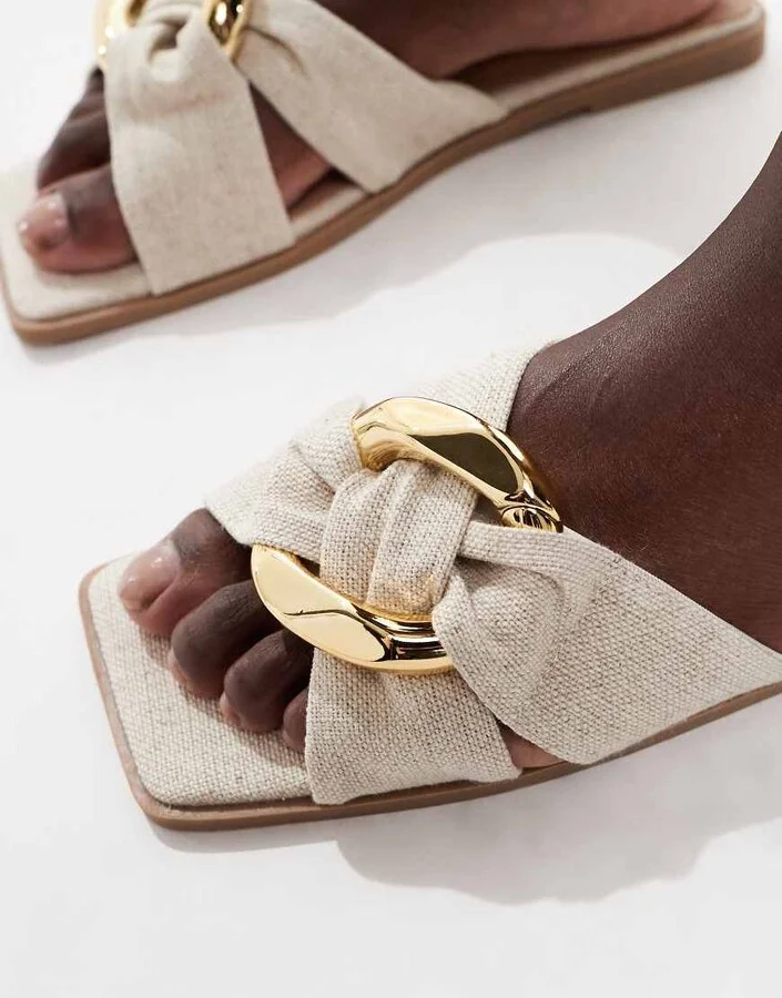 ASOS DESIGN Foxy hardware slider in natural - Image 2