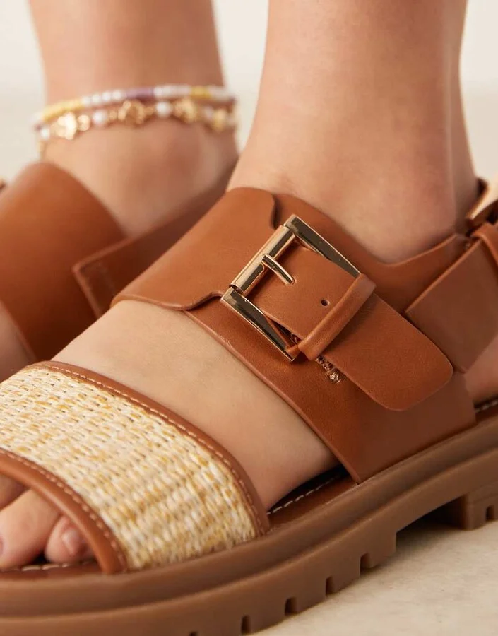 ASOS DESIGN Fuel sporty sandals in natural/tan mix - Image 2