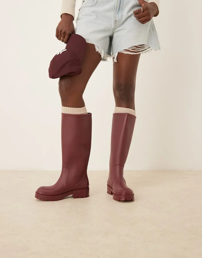ASOS DESIGN Ginny rain boots in burgundy - Image 2