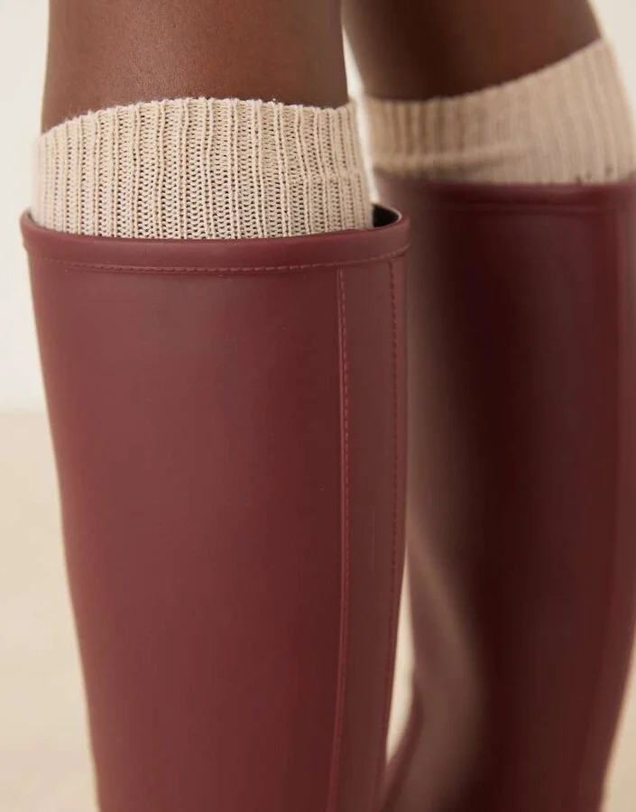 ASOS DESIGN Ginny rain boots in burgundy - Image 3