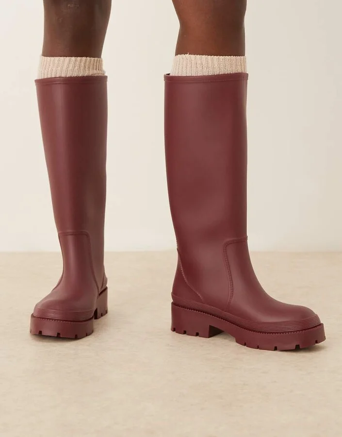 ASOS DESIGN Ginny rain boots in burgundy - Image 4