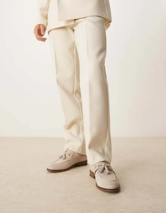 ASOS DESIGN gray suede loafers with tassels - Image 2