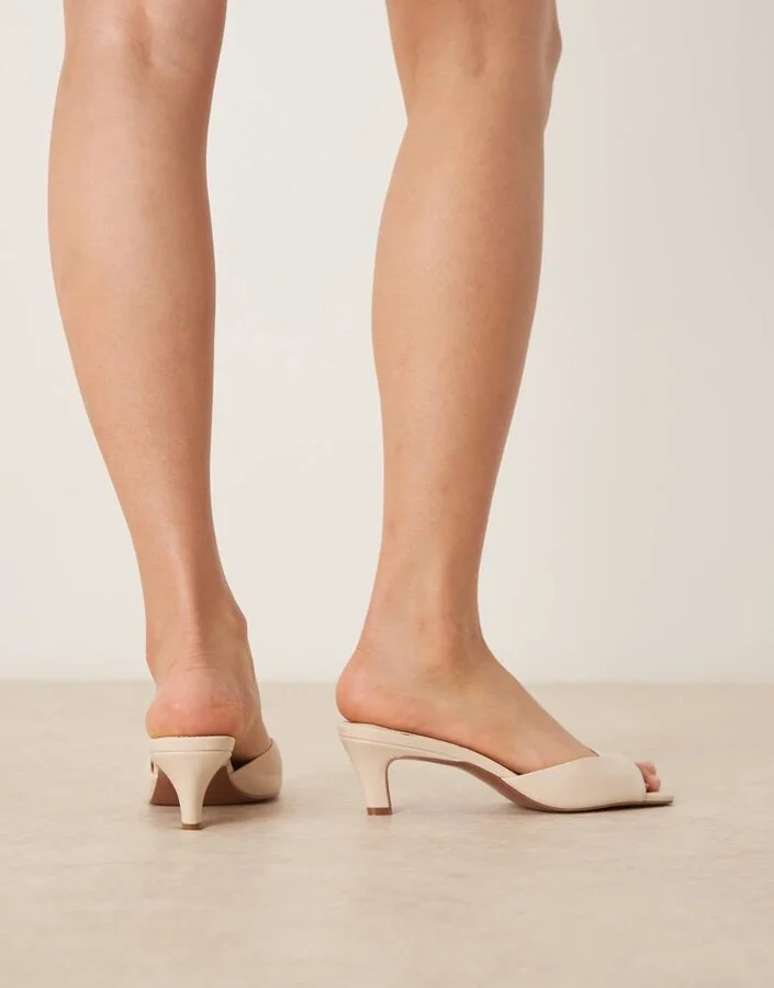 ASOS DESIGN Hailey mid heel mules in off - Image 2