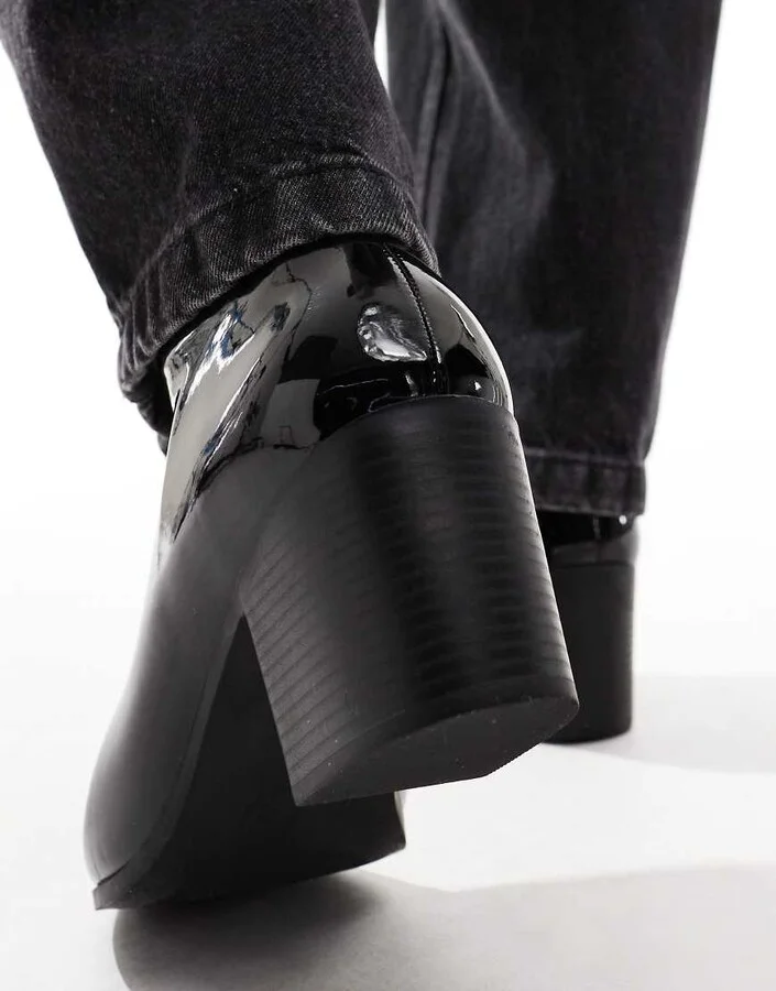 ASOS DESIGN heeled chelsea boots in black patent - Image 3